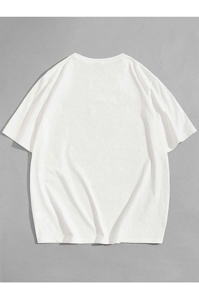 Frisson Unisex 1990S Printed Crew Neck Oversize Cotton T-Shirt