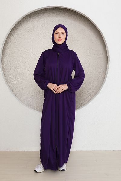 Kutay Collection Rochie de rugăciune musulmană pentru femei cu fermoar lung și înfășurare