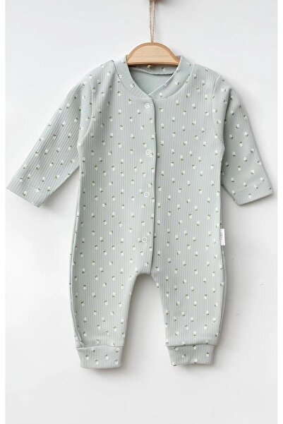 LemayBebek Floral Print Cuffed Baby Romper with Report