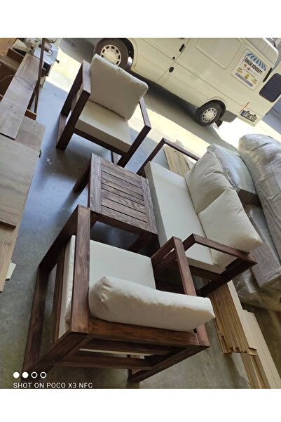 ömür konsept ahşap Bahçe balkon köşe takımı 2+1+1