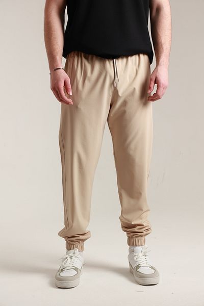TKT Men's Elastic Leg Zippered Parachute Pants with Back Pockets
