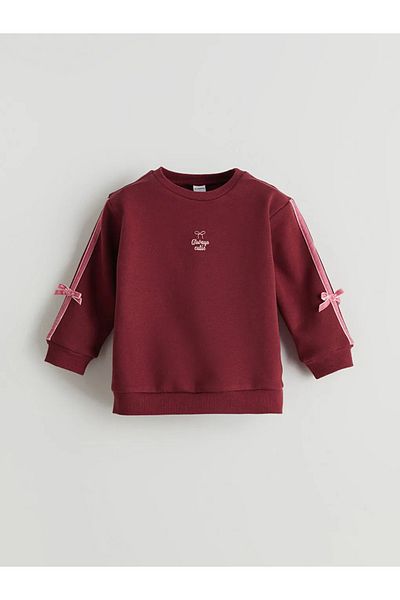 LC Waikiki Lcw Kids Burgundy Ribbon Detailed Girls Sweatshirt and Sweatpants Bottom 2-Piece t t