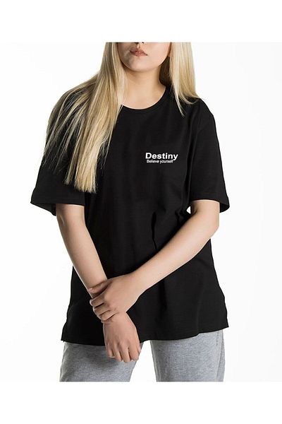 Frisson Unisex Destiny Printed Crew Neck Oversize Cotton T-Shirt