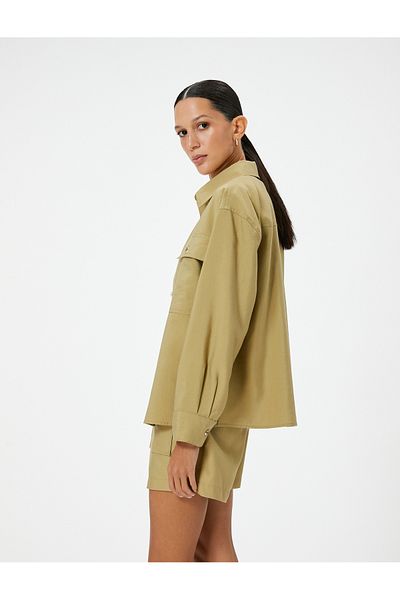 Koton Modal Blended Long Sleeve Shirt - Button and Pocket