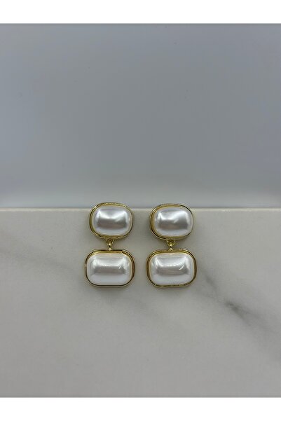 Lumiera أقراط متدلية من الفولاذ باللون الذهبي مع اللؤلؤ