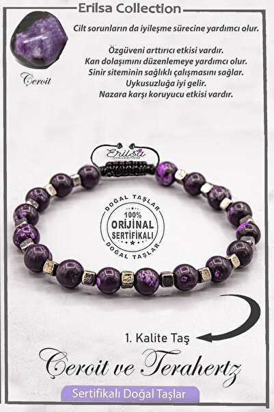Erilsa Sertifikalı AAA+ Kalite Gerçek Terahertz - Çeroit Taşı Bileklik