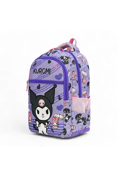 Baginn Geanta pentru scoala primara Set 2 piese Kuromi Lunchbox cu termos 42*30 Cm Geanta primara pentru fete