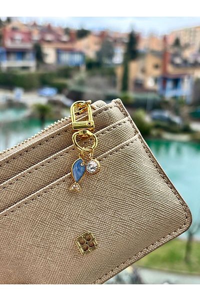 PEONY - peonyofficiall Fish Gold Coated Zircon Pearlescent Solitaire Wallet Ornament Charm Purse Keychain