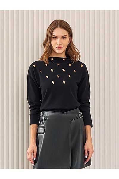 Unique Hanorac elegant cu guler tricotaj