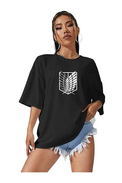 Frisson Titan Printed Crew Neck Oversize Cotton T-Shirt