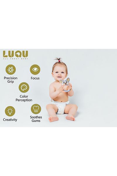 LUQU BABY LUQU Silicone + Wood Teether- Face