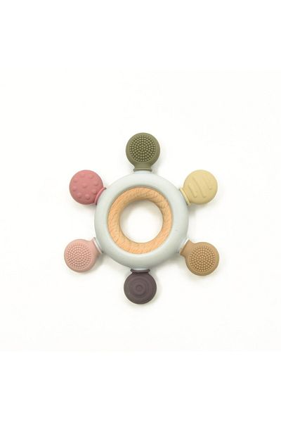 LUQU BABY LUQU Silicone + Wood Teether- Hexagon