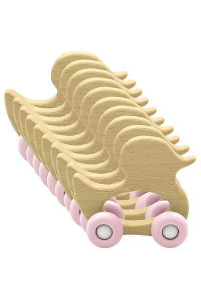 LUQU BABY Silicone + Wood Teether- Duck-Pack of 10