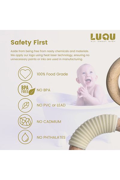 LUQU BABY Silicone + Wood Teether- Head-Pack of 10