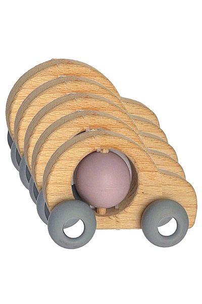 LUQU BABY Silicone + Wood Teether- Car-Pack of 5
