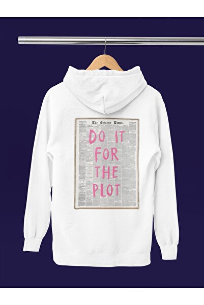 Butik Hanorac unisex cu mânecă lungă, cu 2 fire, DO IT FOR THE PLOT Transfer B cu imprimeu K cu glugă