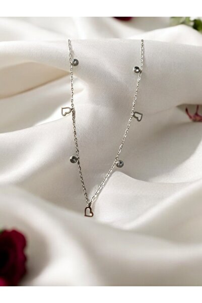 JoyShine قلادة رائعة مع قلب وحجر - قلادة نسائية بتصميم بسيط - ستانلس ستيل 316L