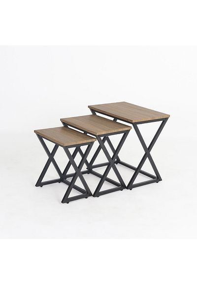 TrentonGCC 3-Piece Nesting Side Table Set – Rustic Brown Finish