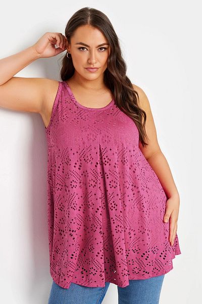 Stil Diva Plus Size Lace Detailed Crew Neck Tank Top - Unlined 302400