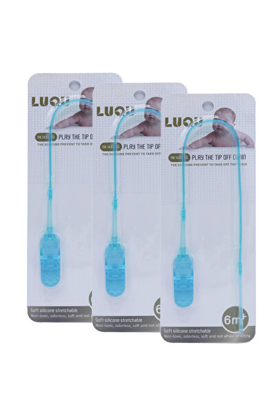 LUQU BABY حامل مصاصة من السيليكون من لوكيو - أزرق - عبوة من 3 قطع