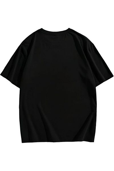 Frisson Men's Crown Letter Printed Crew Neck Oversize Cotton T-Shirt