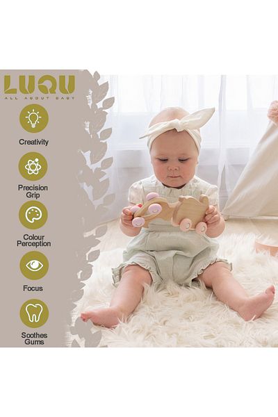LUQU BABY Silicone + Wood Teether- Duck-Pack of 10
