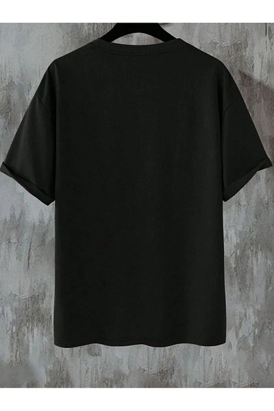Frisson Large Size Chest Beach Printed Crew Neck Oversize Cotton T-Shirt