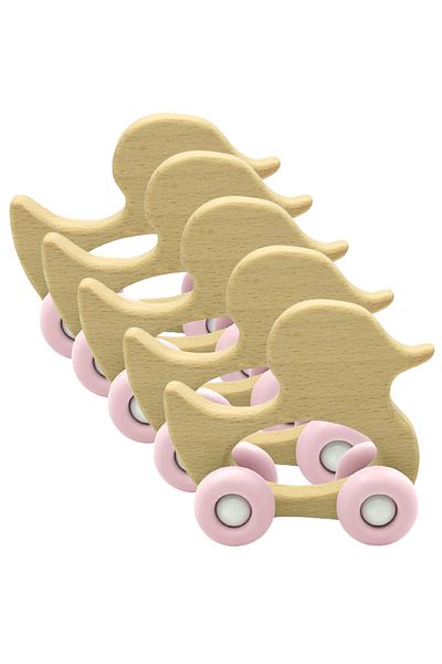 LUQU BABY Silicone + Wood Teether- Duck-Pack of 5