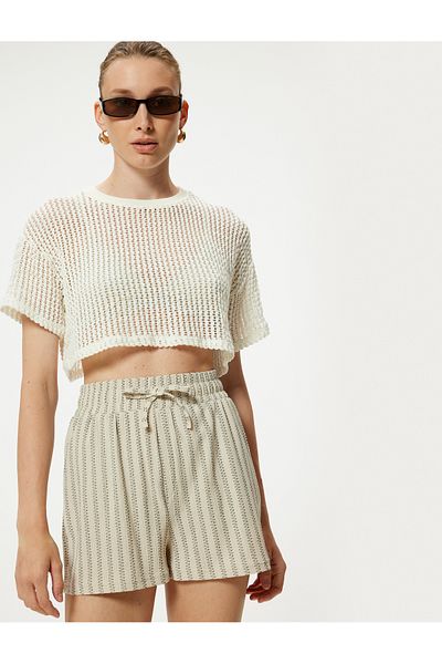 Koton High Waist Mini Shorts - Tie-Up Waist Design