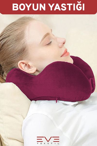 Eve Tekstil Visco Orthopedic Neck Pillow - Travel Hypoallergenic Pillow, 8 Different Colors