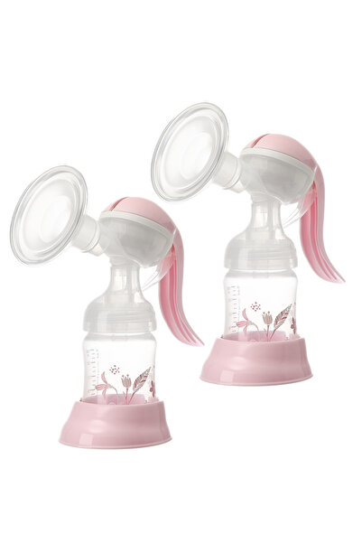 LUQU BABY مضخة الثدي اليدوية - وردية اللون - عبوة من قطعتين