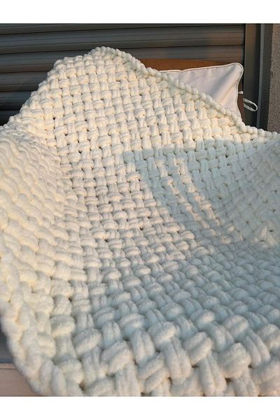 Alize Puffy Double Blanket Hand Knitted