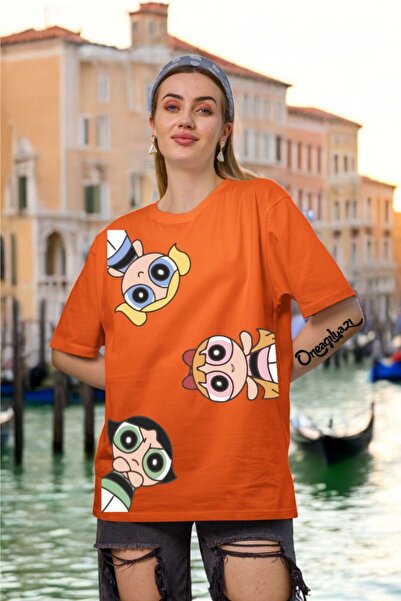 oneagılyazı تي شيرت نسائي كبير الحجم مطبوع عليه Power Puuf