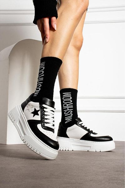 DEEFWEAR Black Star Patterned Thick Heeled Unisex Lace-Up Sneakers
