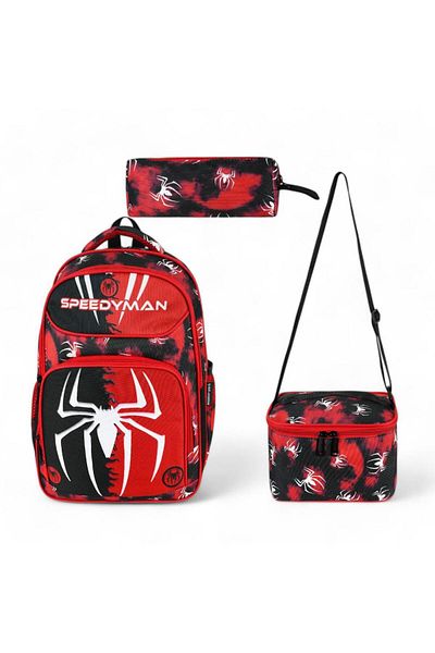 Baginn Geantă pentru școală primară Set de 3 cutie de prânz cu termos Suport stilou 42*30 cm Geantă primară pentru bărbați