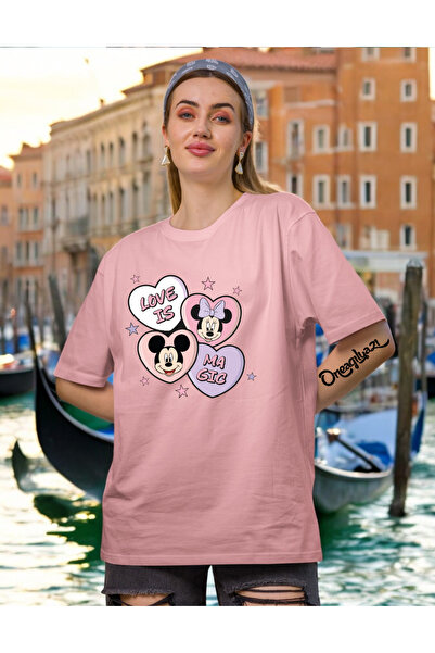 H&GHAMLEGİYİM Heart Minne Mause Women's Oversize T-Shirt