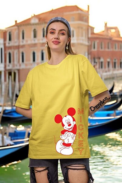 oneagılyazı Miki Štampano Žene Oversize kroj T-shirt