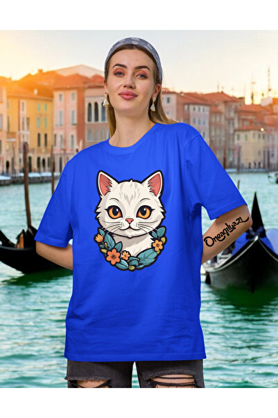 oneagılyazı Сладко котешко принт дамска тениска с голям размер