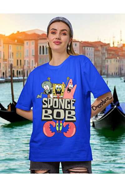oneagılyazı تي شيرت نسائي كبير الحجم مطبوع عليه سبونج بوب