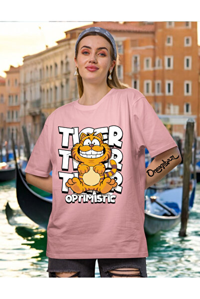 oneagılyazı Tiger Optimistic Štampano Žene Oversize kroj T-shirt