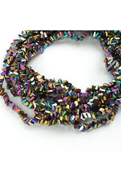 yfhobi 1 Dizi (80-85 Adet) - 6 mm Üçgen Kristal Cam Boncuk Dizisi Kaplama Mix...