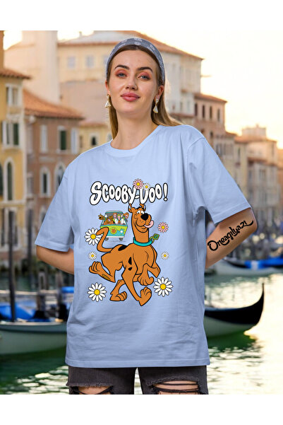 oneagılyazı تي شيرت نسائي كبير الحجم مطبوع عليه سكوبي دو