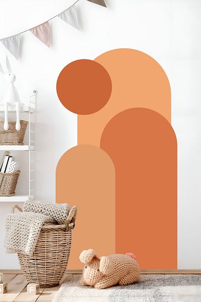 Grafikup Autocolant de perete oval boem - Autocolant de perete Boho din 3 piese