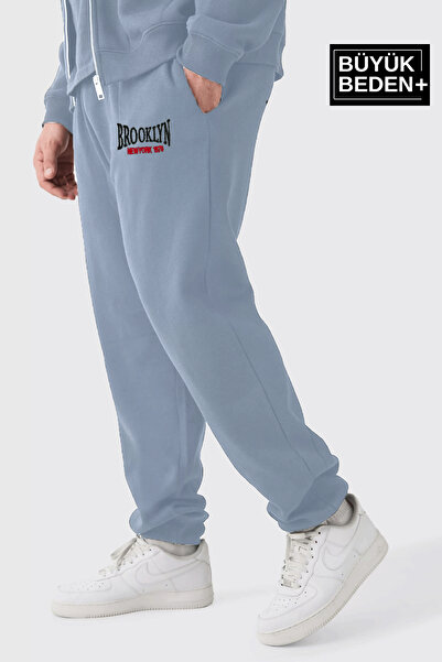 Superlife Μεγάλο μέγεθος με ελαστικό πόδι, μεγάλο μέγεθος Brooklyn με στάμπα, λεπτό παντελόνι φούτερ SPR24BEA49