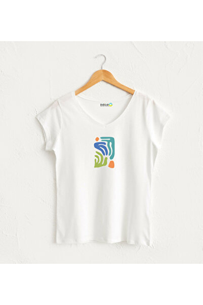 Kidilia Renkli Grafik Yapraklı Tasarım T-Shirt