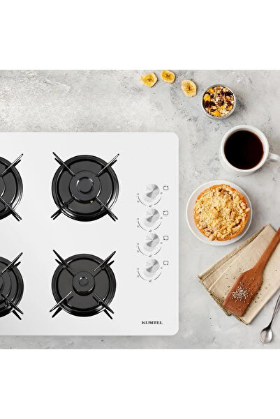 KUMTEL KO-40 TSHDF Set Üstü Ocak Beyaz Cam Doğalgazlı