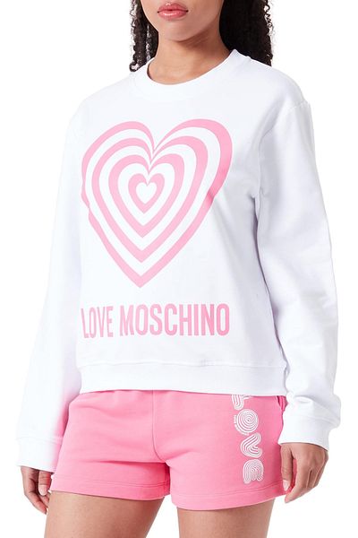 Love Moschino OPTISCHES WEISSES Sweatshirt für Damen und Mädchen