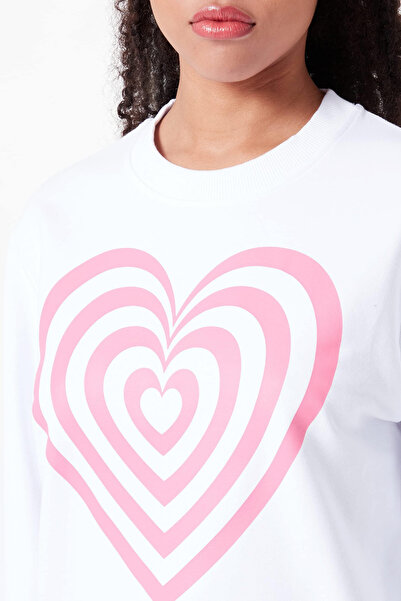 Love Moschino OPTISCHES WEISSES Sweatshirt für Damen und Mädchen