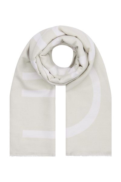 Calvin Klein Grauer Damenschal FRINGES 2-TONE WOOL BLEND SCARF