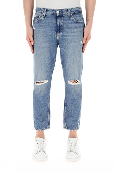 Calvin Klein Jeans Herren-Jeanshose – Logo, Reißverschluss und Knopfdetail, 4 Taschen, Farbe links